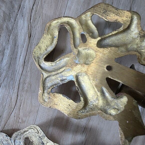Set Of 2 Brass Bow Ribbon Taper Candle Holders Wall Sconce 5.5 X 3.5 Vintage - Picture 5 of 11
